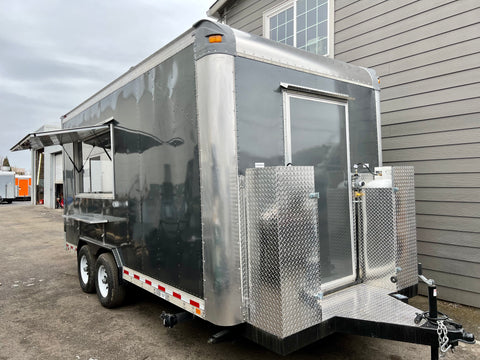 18Ftx8 Metallic Grey Food Trailer